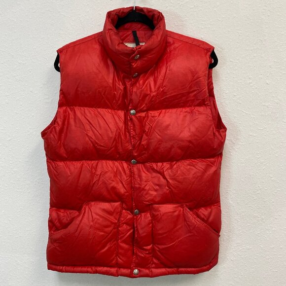 Vtg 80s The North Face Brown Label USA Down Red Puffer Vest Mens M (Unisex) - Picture 1 of 7